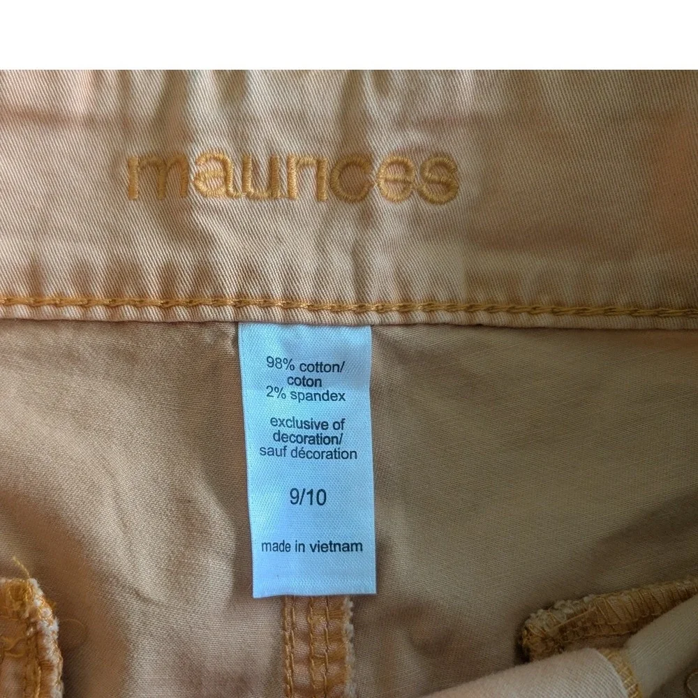 Maurices‎ Orange/Peach Cotton Stretch Chino Shorts Womens 9/10 Mid Rise